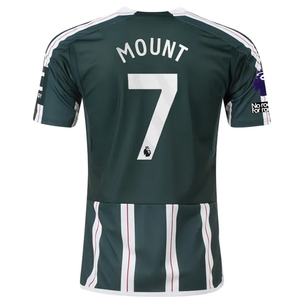 adidas Manchester United Mason Mount Away Jersey w/ EPL   No Room For Racism Patches 23/24 (Green Night/Core White)