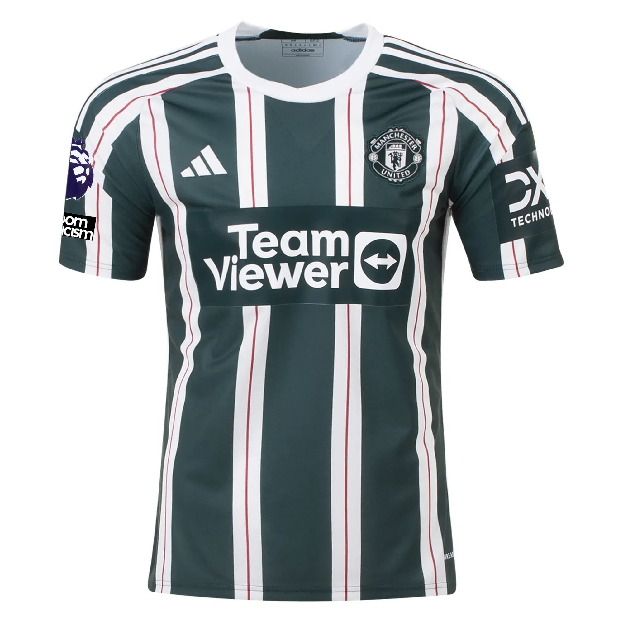 adidas Manchester United Mason Mount Away Jersey w/ EPL   No Room For Racism Patches 23/24 (Green Night/Core White)