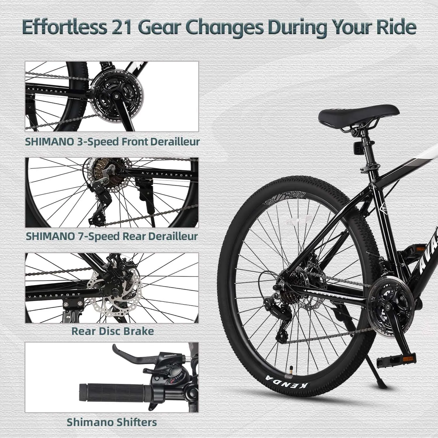 AVASTA Earth 26 27.5 inch Mountain Bike with 21-SpeedAluminum Frame, Dual Disc Brake, Comfortable Saddle,Multiple Colors