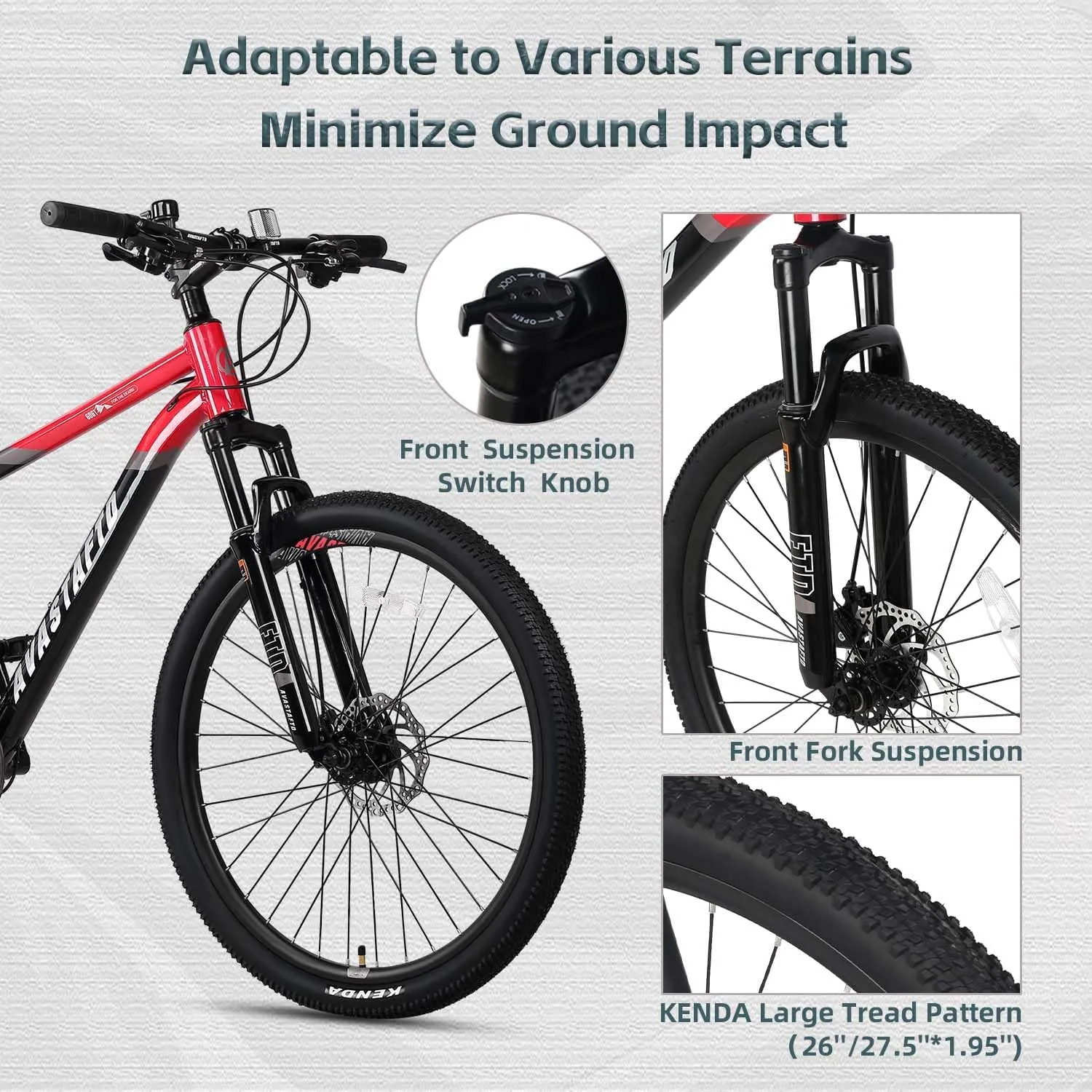 AVASTA Earth 26 27.5 inch Mountain Bike with 21-SpeedAluminum Frame, Dual Disc Brake, Comfortable Saddle,Multiple Colors