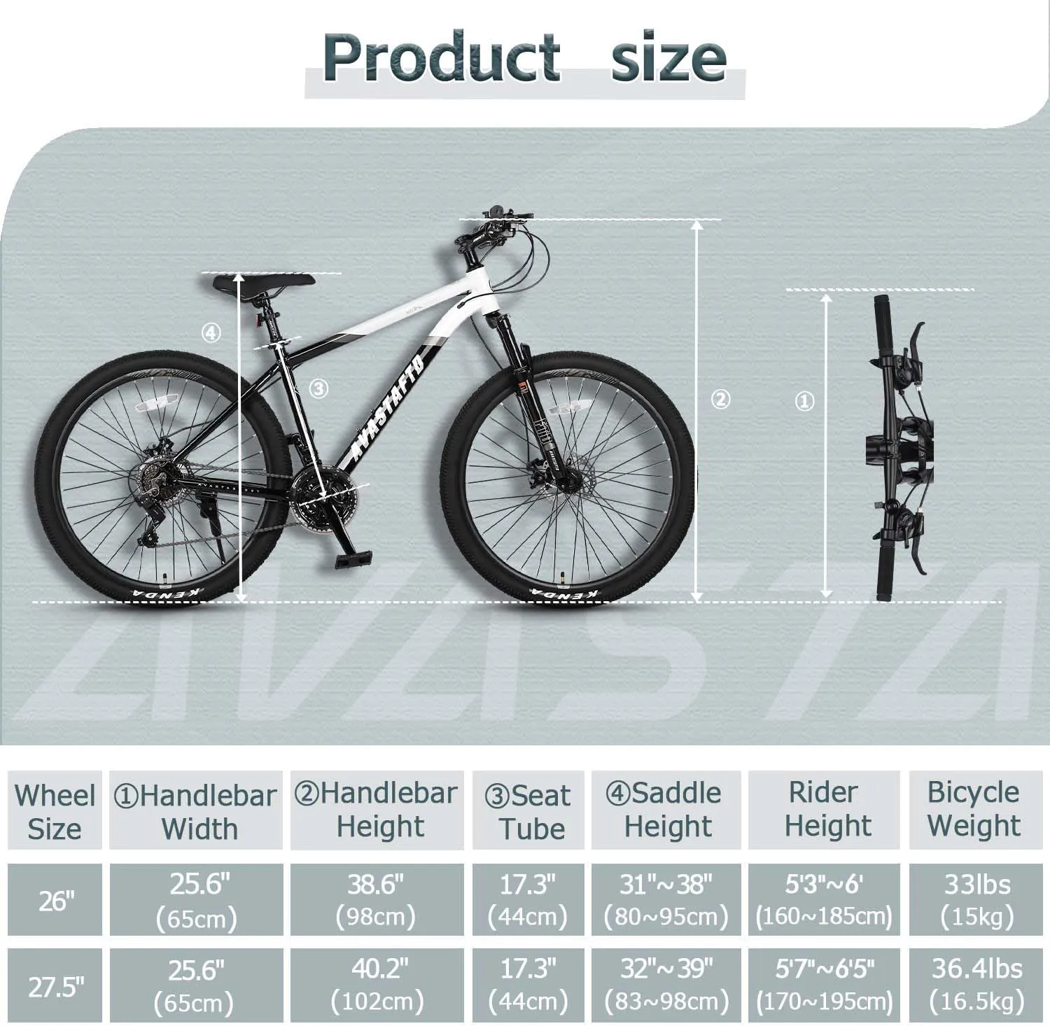 AVASTA Earth 26 27.5 inch Mountain Bike with 21-SpeedAluminum Frame, Dual Disc Brake, Comfortable Saddle,Multiple Colors