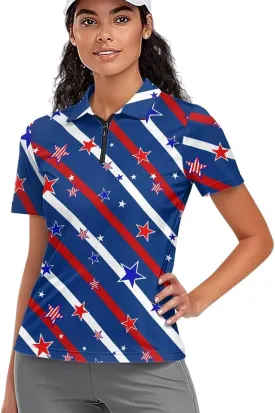 Biyejit Women's Short Sleeve Golf Shirt Moisture Wicking Athletic Golf Polo Shirts 1/4 Zip Up Tennis Shirts XS-2XL