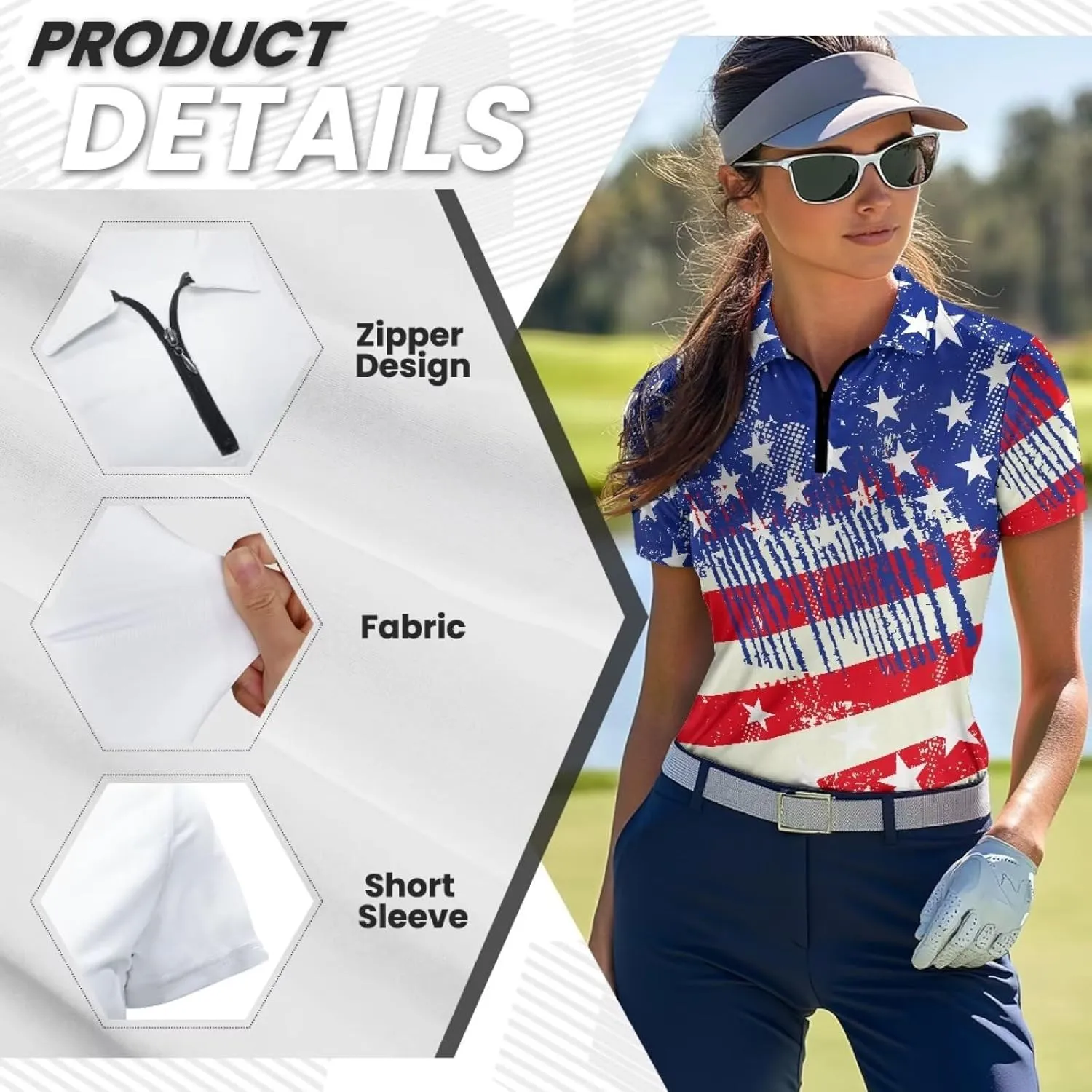 Biyejit Women's Short Sleeve Golf Shirt Moisture Wicking Athletic Golf Polo Shirts 1/4 Zip Up Tennis Shirts XS-2XL