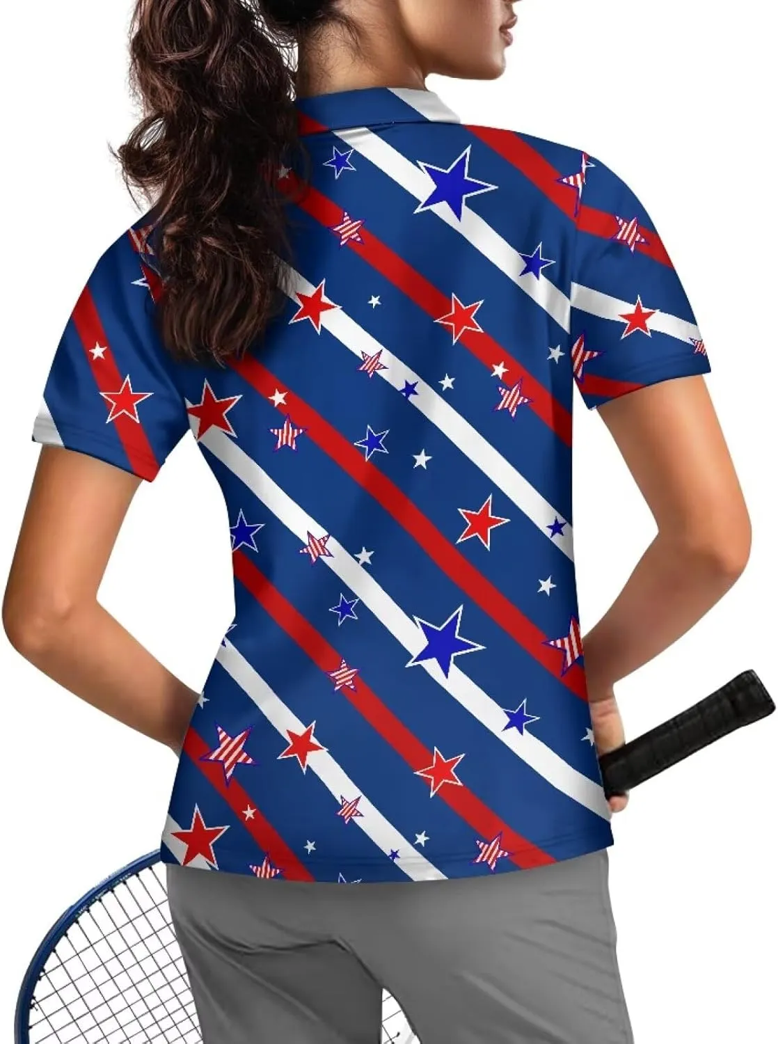 Biyejit Women's Short Sleeve Golf Shirt Moisture Wicking Athletic Golf Polo Shirts 1/4 Zip Up Tennis Shirts XS-2XL