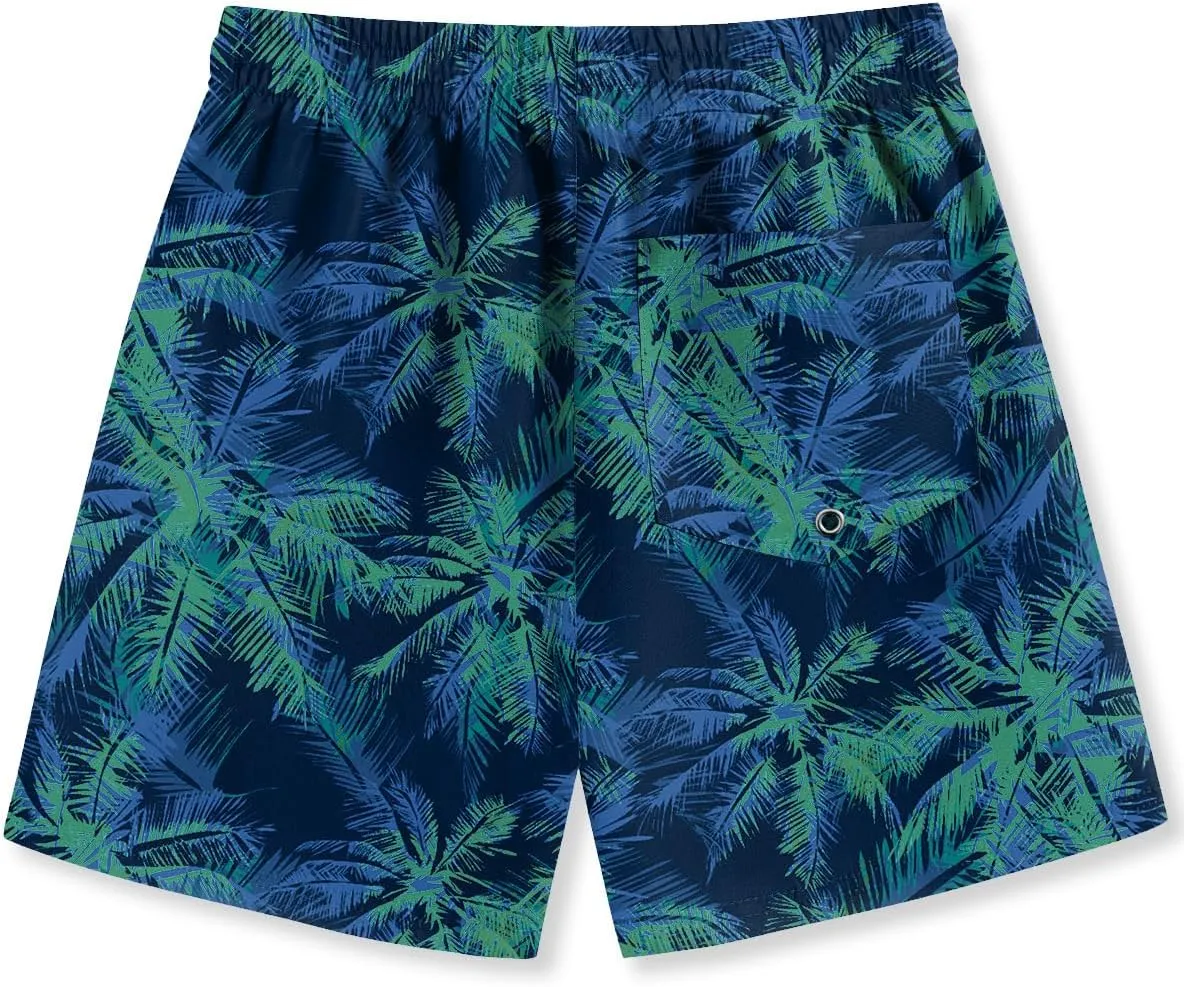 Boys 4th of July Summer Compression Liner Beach Swim Trunks American Flag Adjustable Drawstring Board Shorts 6-16 Years