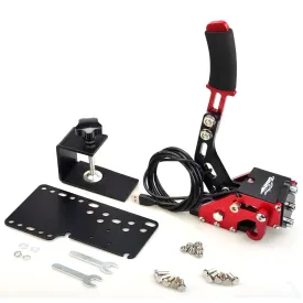 CNRAQR PC Racing Game USB Handbrake for 16Bit SIM for Racing Games, Compatible with G27 G29 G920 G923 T500 T300 Simulate Linear Handbrake RedWith Fixing Clip and Plate