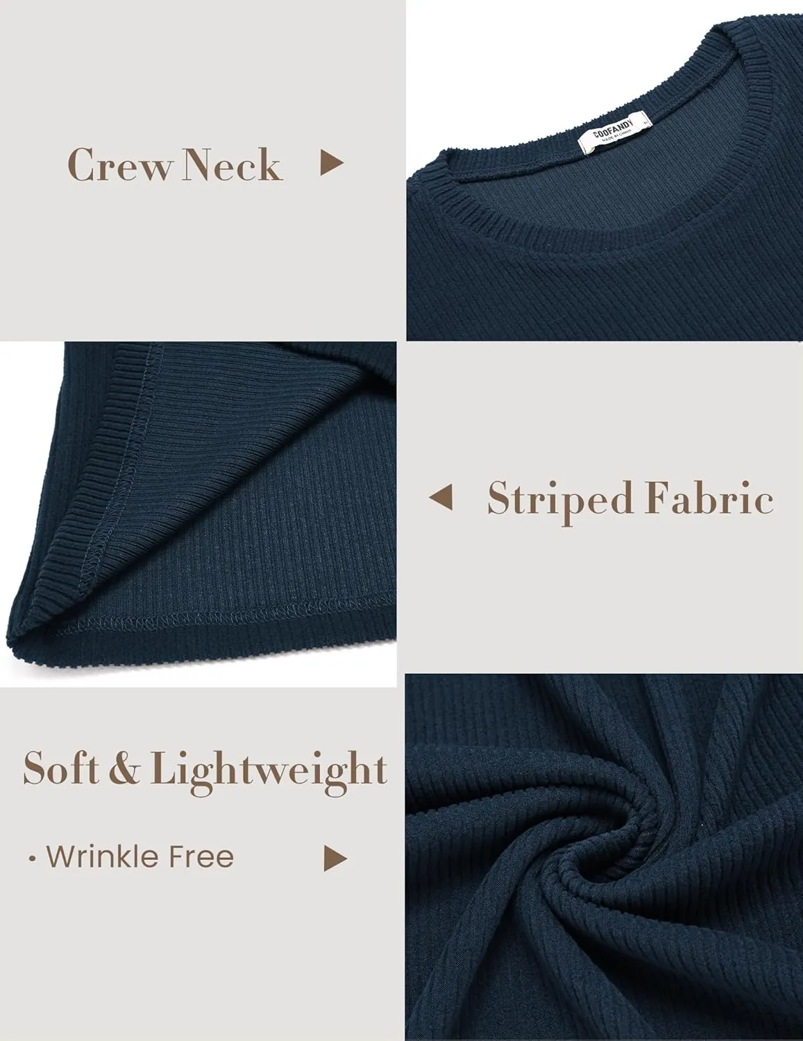 COOFANDY Mens Long Sleeve Shirts Thermal T-Shirt Slim Fit Crewneck Sweater Knitted Pullover Shirt