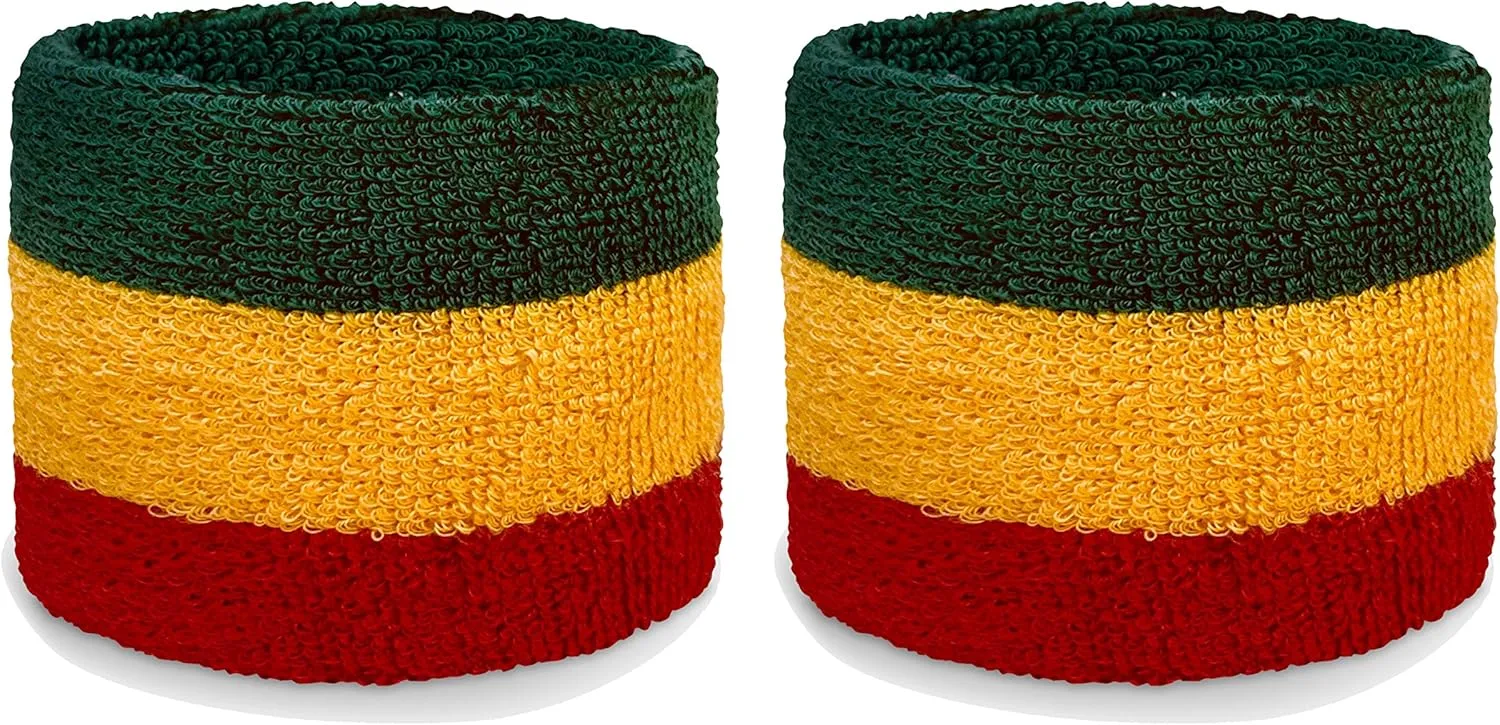 Country Flag/LGBTQ  St Patrick Sweat Wristbands, 2.5"/4" Tall Size, 2 Pieces