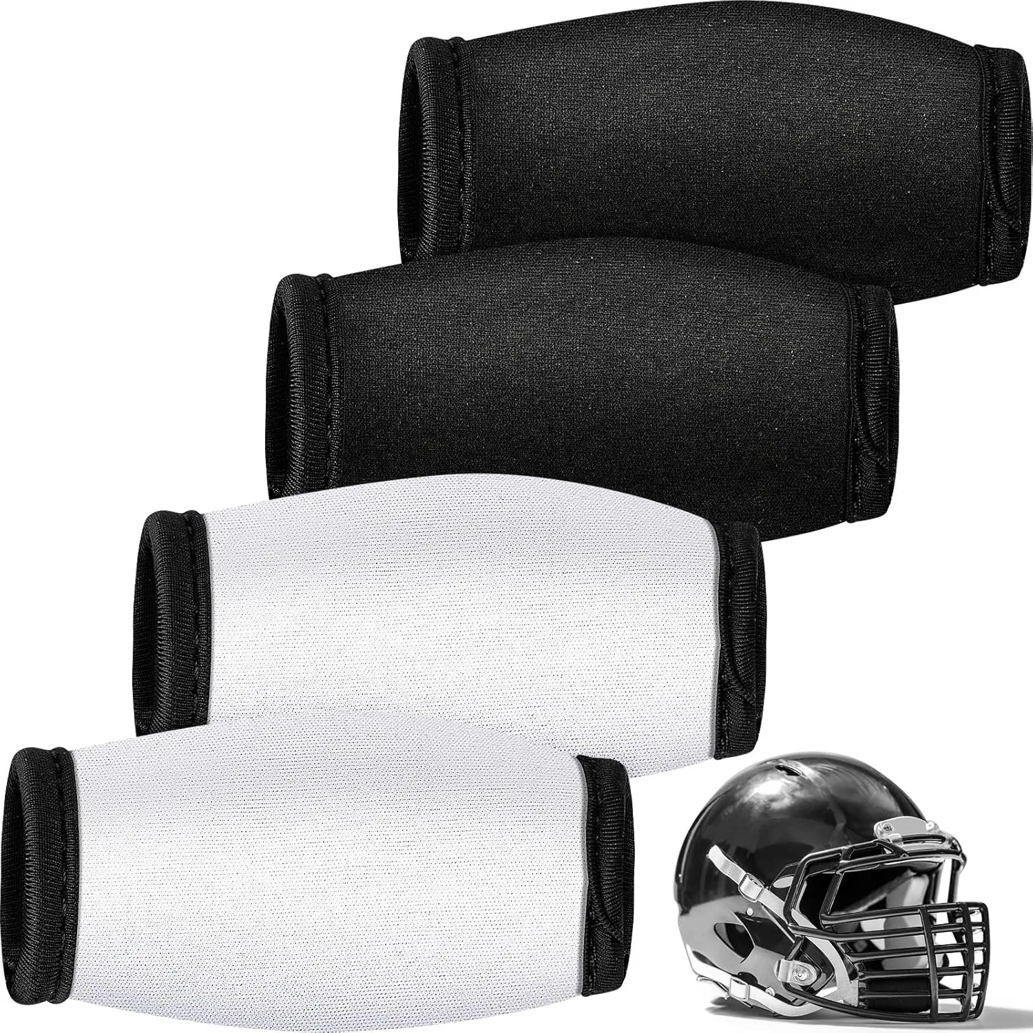 Libima 4 Pieces Small Size Football Chin Strap Cover Men's Chin Strap Pad Helmet Pad White and Black