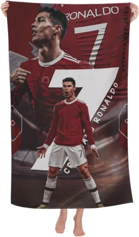 Luja Dling #7 Ronaldo Beach Towels Travel Swimming Bath Gym Towel Sandproof Compact Gift for Men Women, White