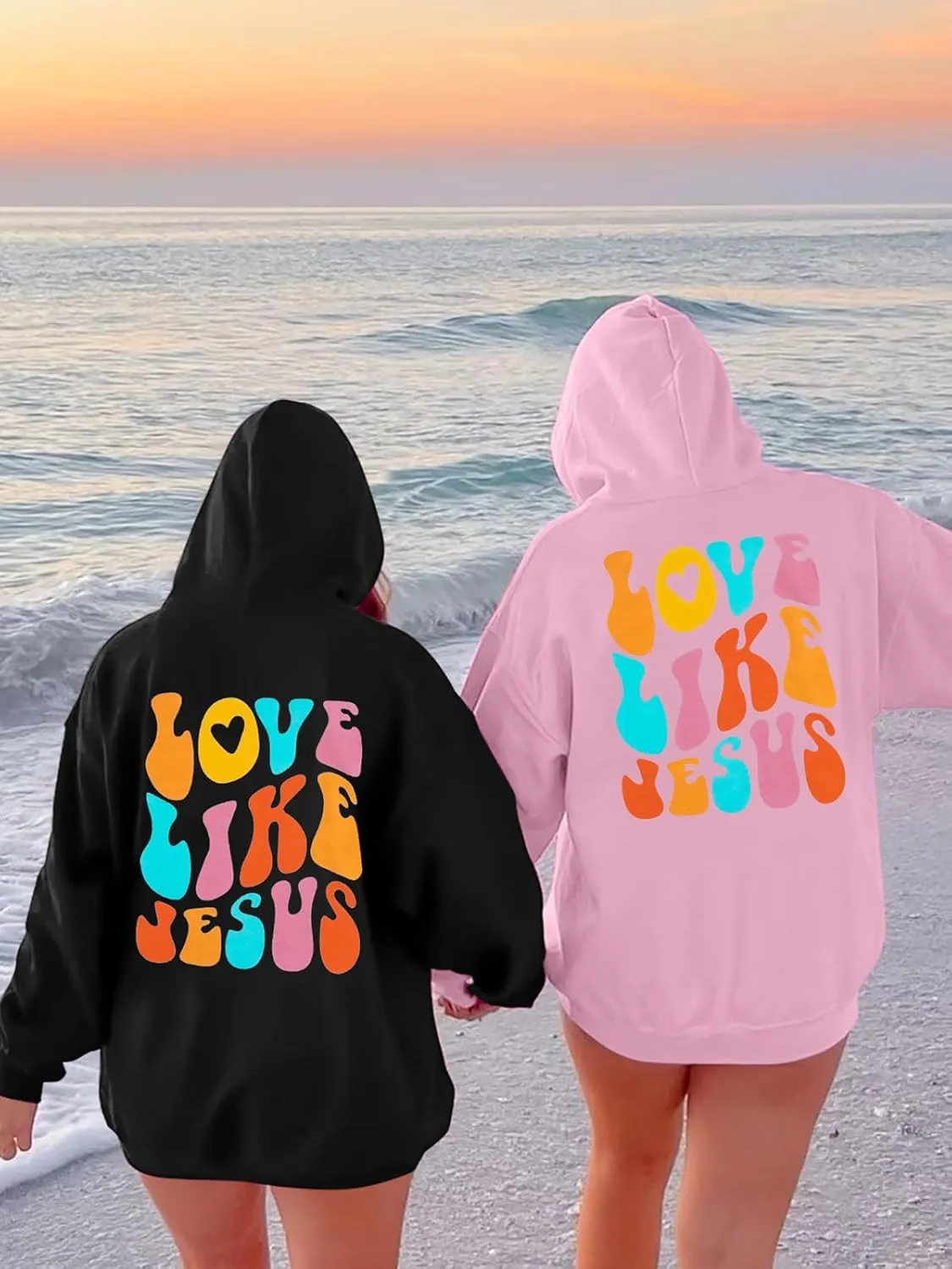 LUKYCILD Christian Tshirts Women Love like Jesus Sweatshirt Jesus Faith Shirts Religious God Oversized Pullover Hoodie