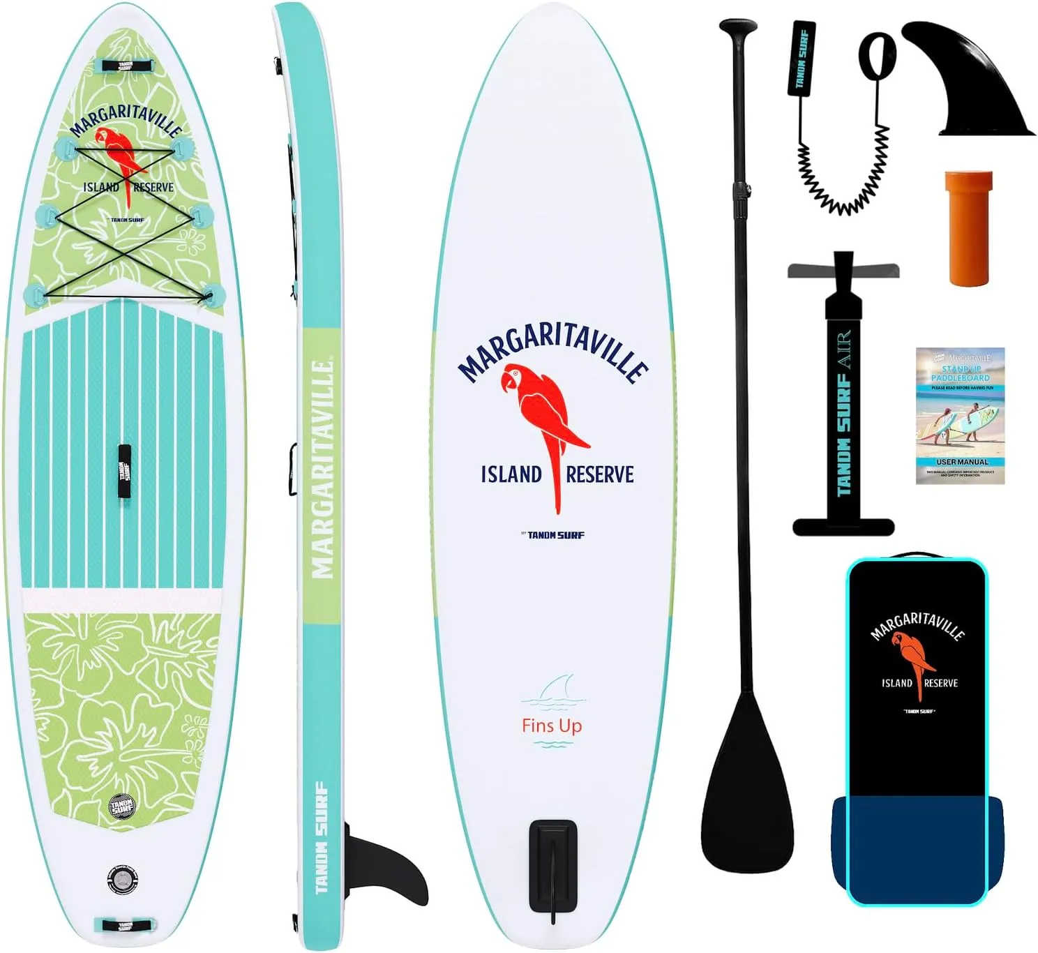 Margaritaville 10'6 x 33in, Inflatable Stand-Up Paddle Board, High Traction with Cargo Bungee - SUP with Adjustable Paddle, Carrying Case, Pump and Accessories Included