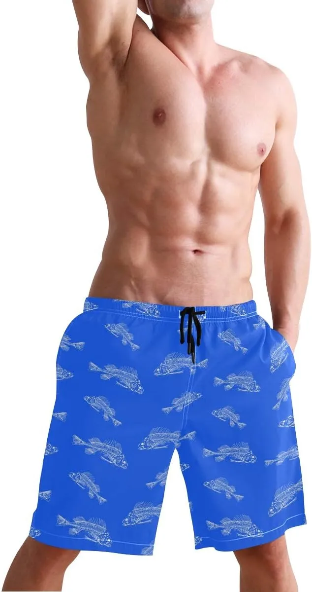Men's Cow Print Shorts Drawstring Swim Trunks with Pockets and Mesh Lining