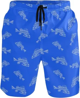 Men's Cow Print Shorts Drawstring Swim Trunks with Pockets and Mesh Lining