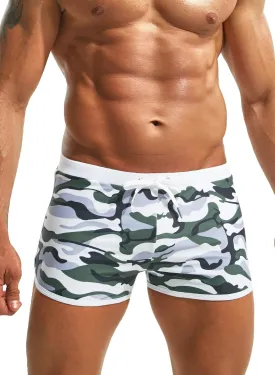MIZOK Mens Hot Prints Swimwear Shorts Swimsuit Boxer Brief Long Thunk
