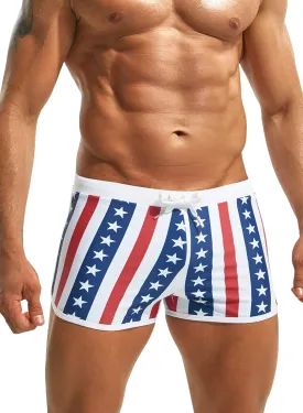 MIZOK Mens Hot Prints Swimwear Shorts Swimsuit Boxer Brief Long Thunk