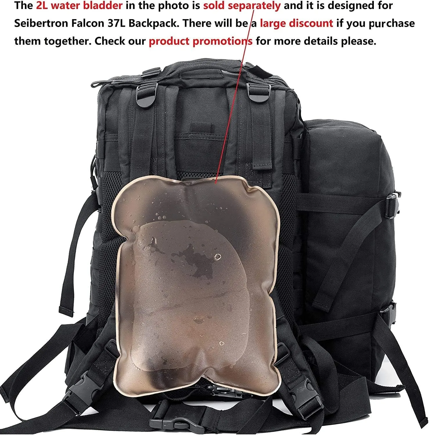 Seibertron Falcon Water Repellent Hiking Camping Backpack Compact Pack Summit Bag Black 37L(1 1)