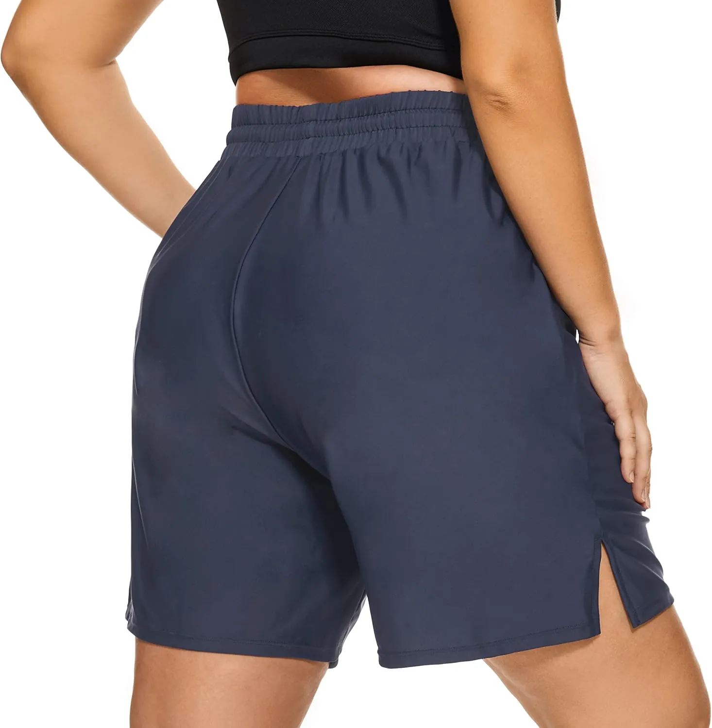 SEKINO Women's Plus Size Swim Shorts High Waisted Swimsuit Board Shorts Drawstring Bathing Suit Swim Bottoms with Liner
