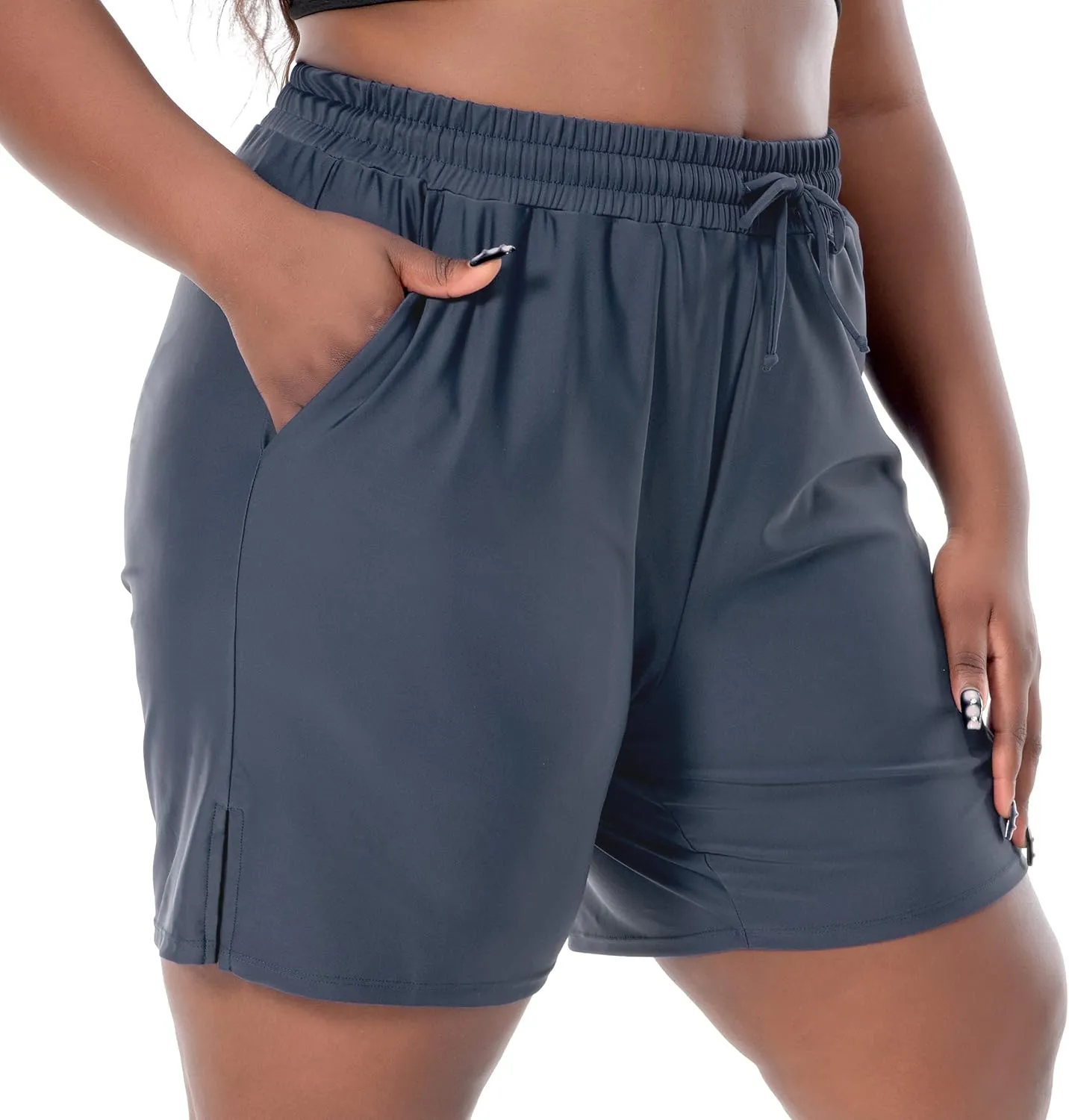 SEKINO Women's Plus Size Swim Shorts High Waisted Swimsuit Board Shorts Drawstring Bathing Suit Swim Bottoms with Liner
