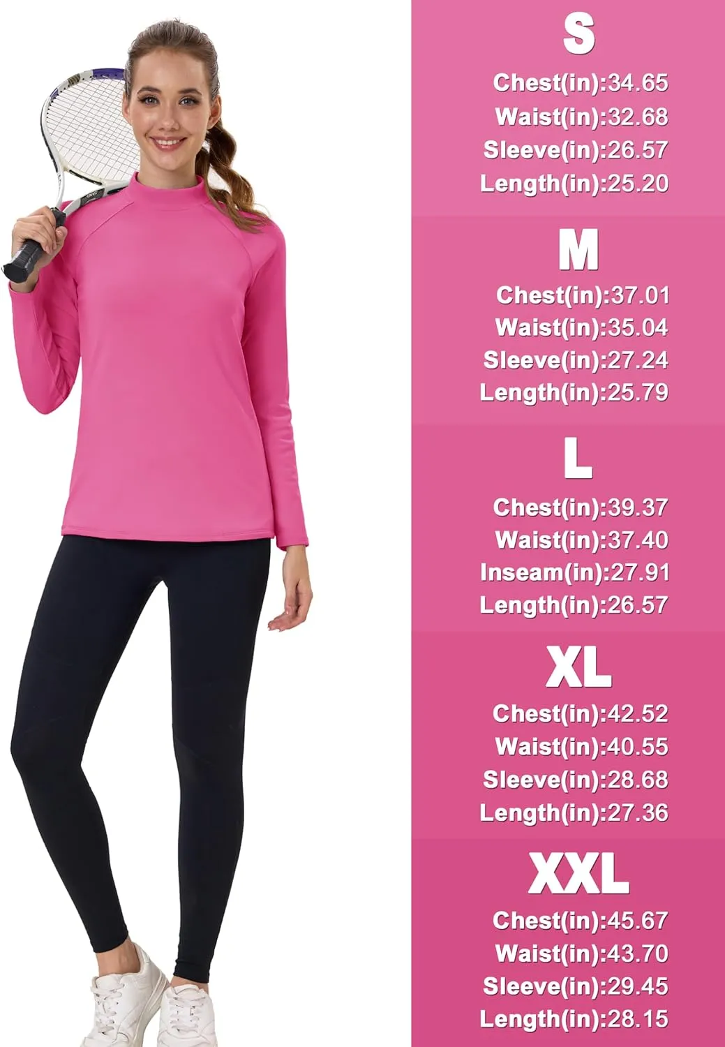 TACVASEN Women's Thermal Shirts Mock Turtleneck Fleece Lined Long Sleeve Underwear Water Resistant Athletic Base Layer