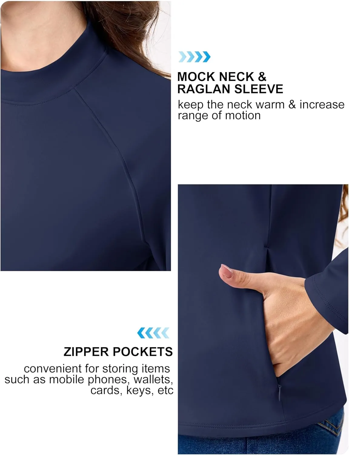 TACVASEN Women's Thermal Shirts Mock Turtleneck Fleece Lined Long Sleeve Underwear Water Resistant Athletic Base Layer