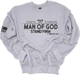 Trenz Shirt Company God's Warrior Man of God Stand Firm Bible Scripture Mens Christian Jesus Cross Crewneck Sweatshirt