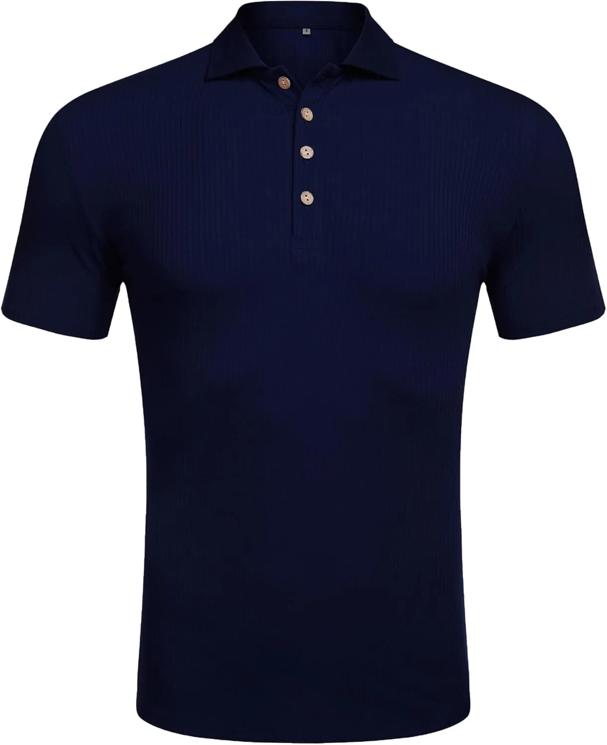 URRU Men's Muscle T Shirts Stretch Short Sleeve Workout Tee Casual Slim Fit Polo Shirt