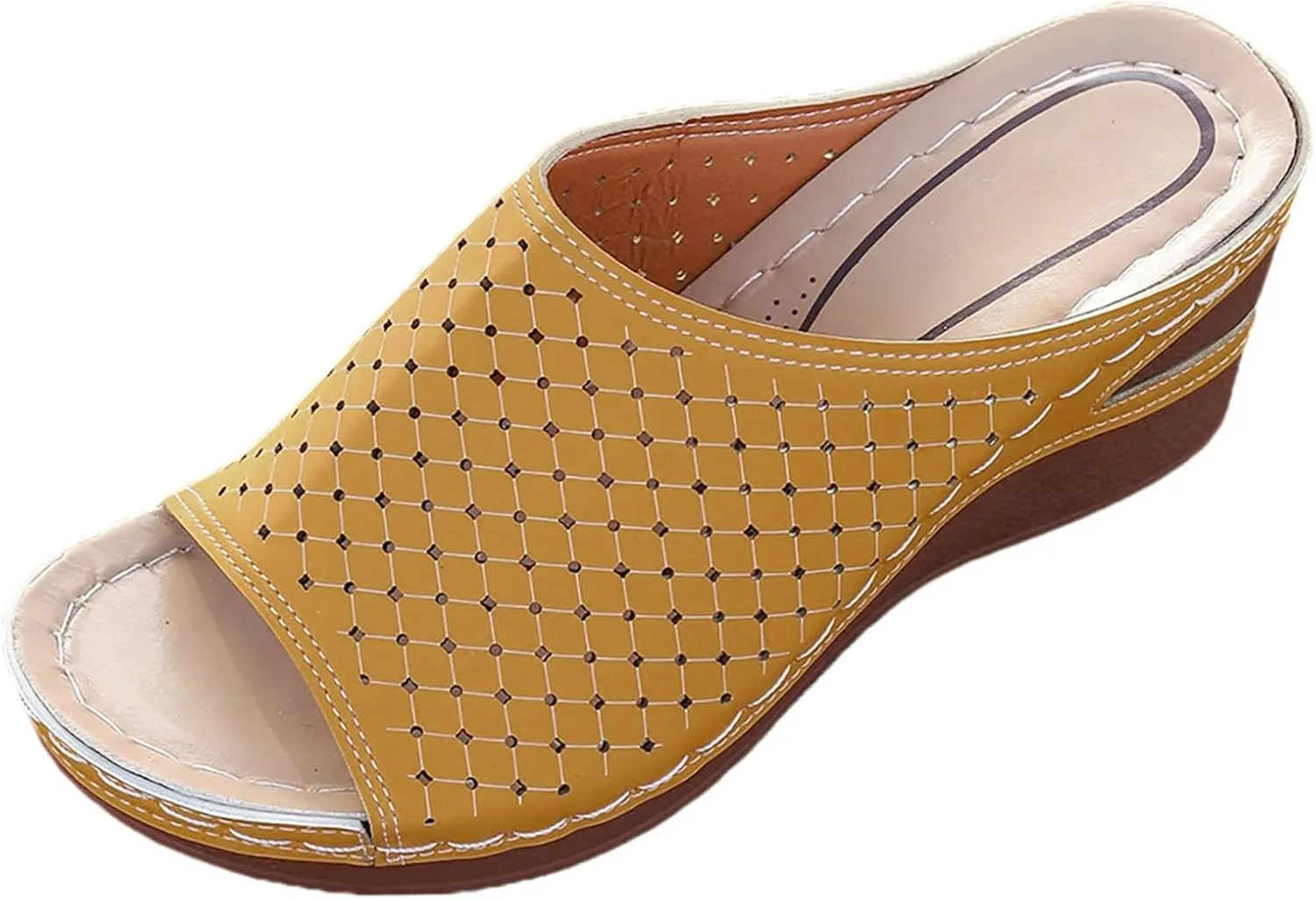Womens Wedge Sandals Dressy Summer Sandal Comfort Walking Platform Slides Open Toe Slip On Beach Shoes Casual Slippers