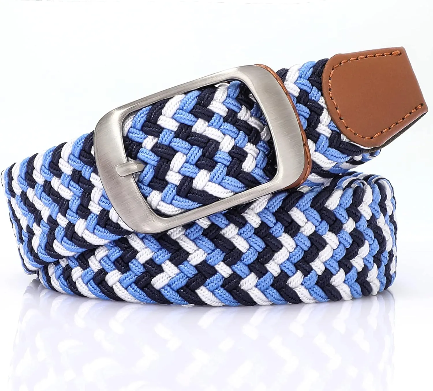 XZQTIVE Braided Belt Stretch Belt for Men and Women Multicolored Woven Golf Belt Elastic Jean Belts