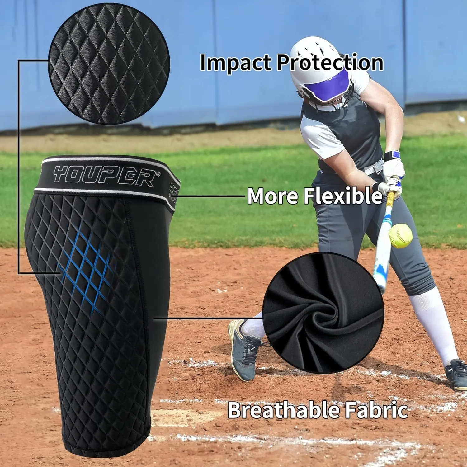 Youper Youth Girls Classic Compression Softball Sliding Shorts, Padded Softball Sliders